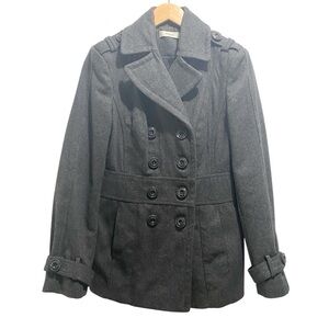 Ricki’s Vintage grey double button Peacoat Academic wool jacket women’s  size XS